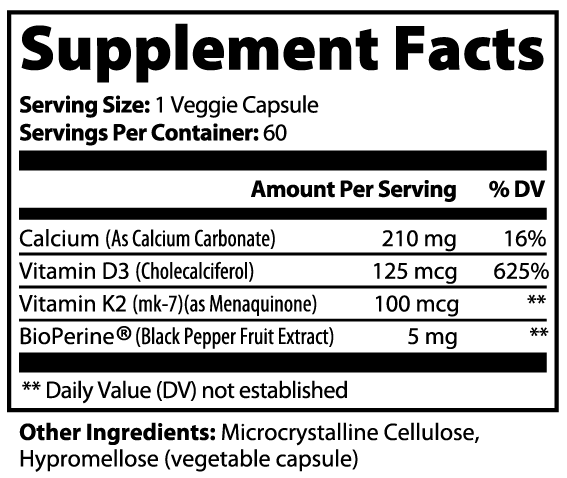FemmeFlow Skeletal Support D3 + K2 – Bone Strength & Mineral Support (60 Capsules)