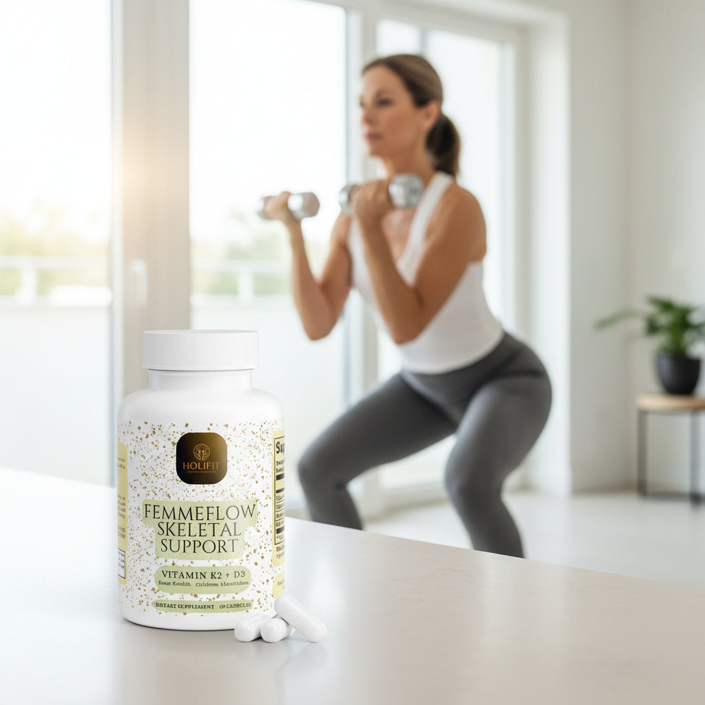FemmeFlow Skeletal Support D3 + K2 – Bone Strength & Mineral Support (60 Capsules)