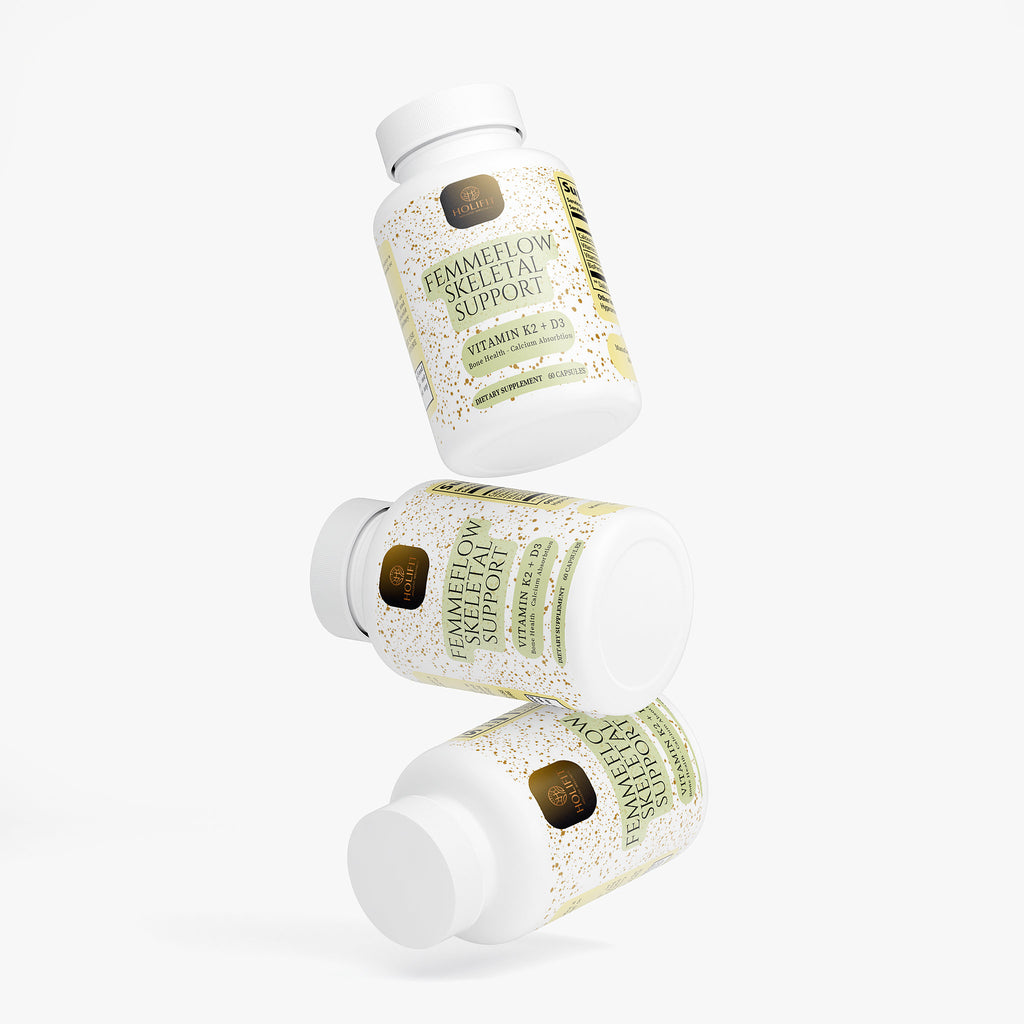 FemmeFlow Skeletal Support D3 + K2 – Bone Strength & Mineral Support (60 Capsules)