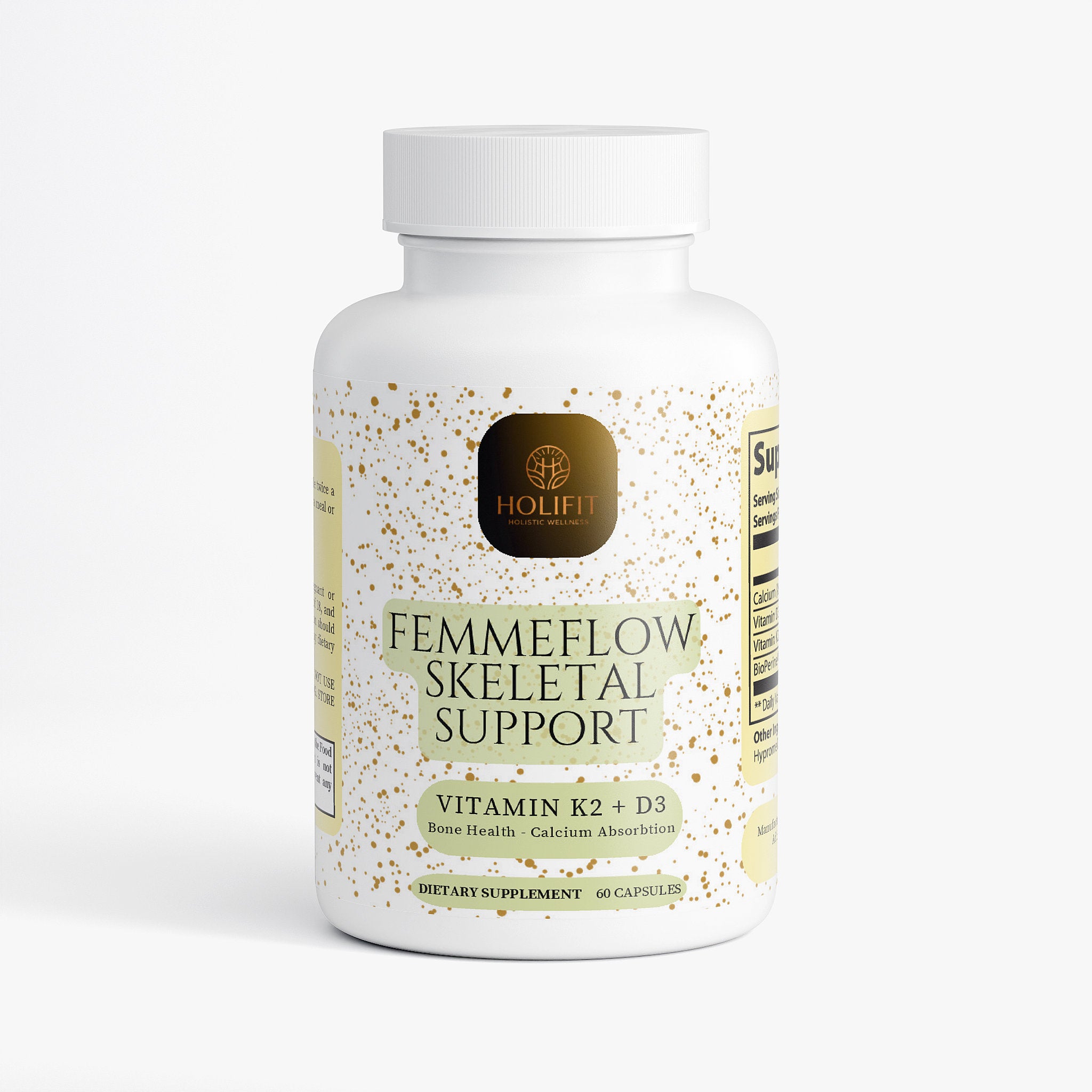 FemmeFlow Skeletal Support D3 + K2 – Bone Strength & Mineral Support (60 Capsules)