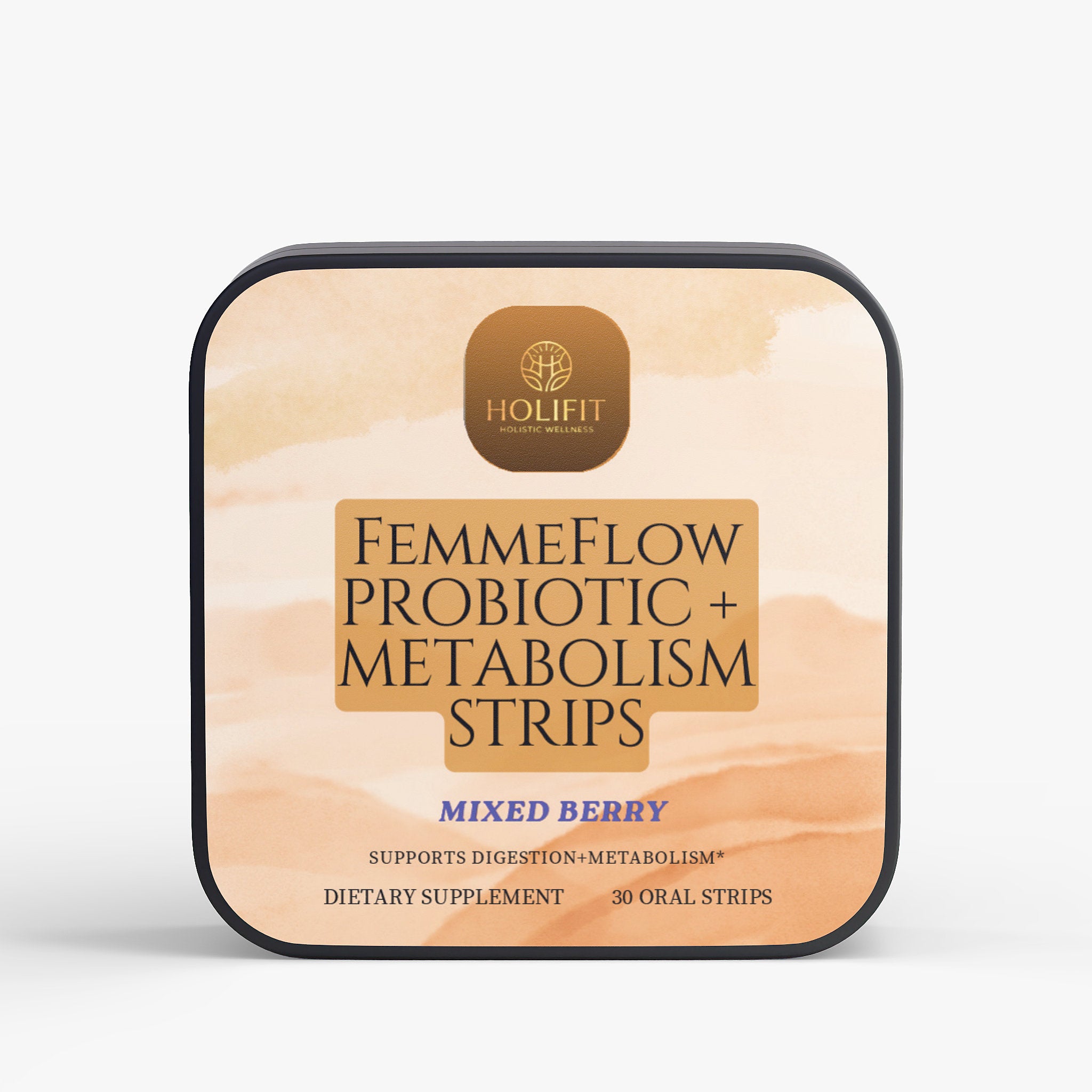 FemmeFlow Probiotic + Fiber Support Strips – Mixed Berry Digestive Wellness (30 Strips)