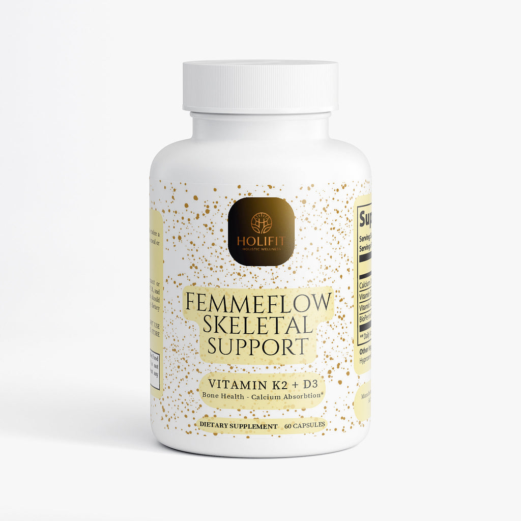 FemmeFlow Skeletal Support D3 + K2 – Bone Strength & Mineral Support (60 Capsules)
