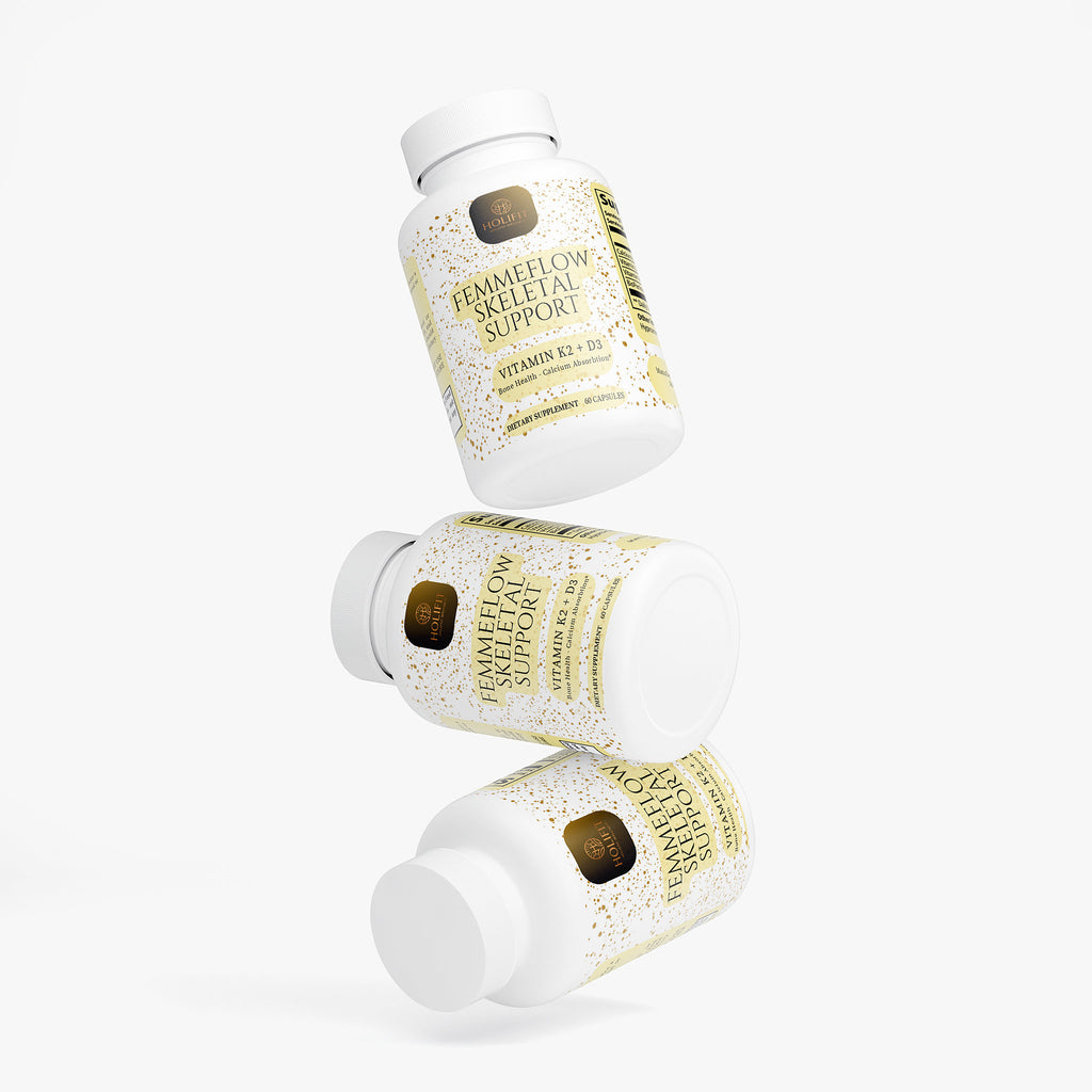 FemmeFlow Skeletal Support D3 + K2 – Bone Strength & Mineral Support (60 Capsules)
